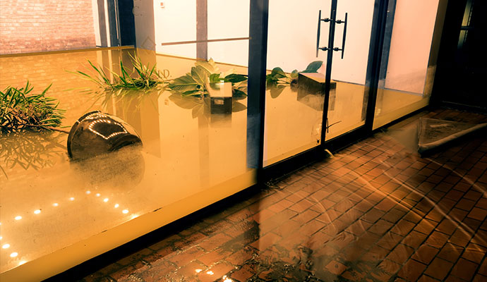 Flood damaged room