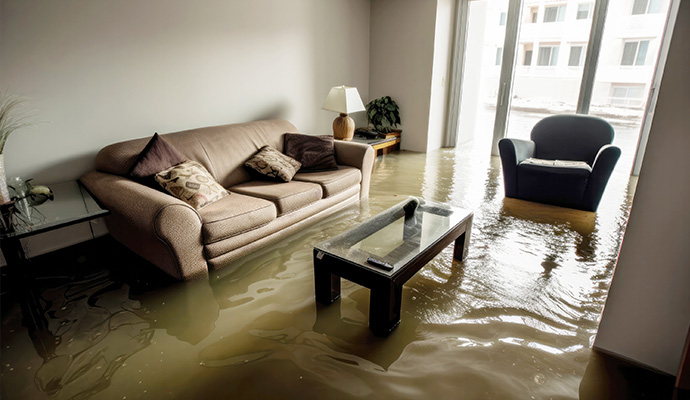 Flood damaged room