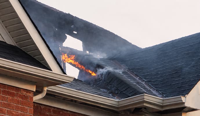 Fire damaged house