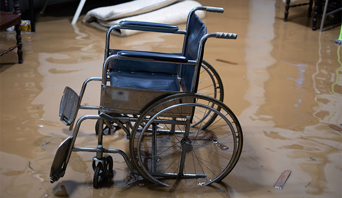 Flood water inside hospital