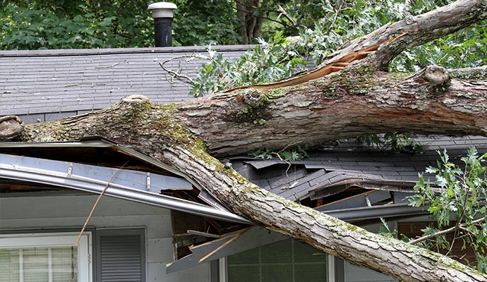 House damaged by wind