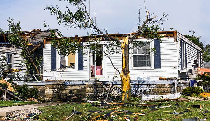 Tropical storm damaged property