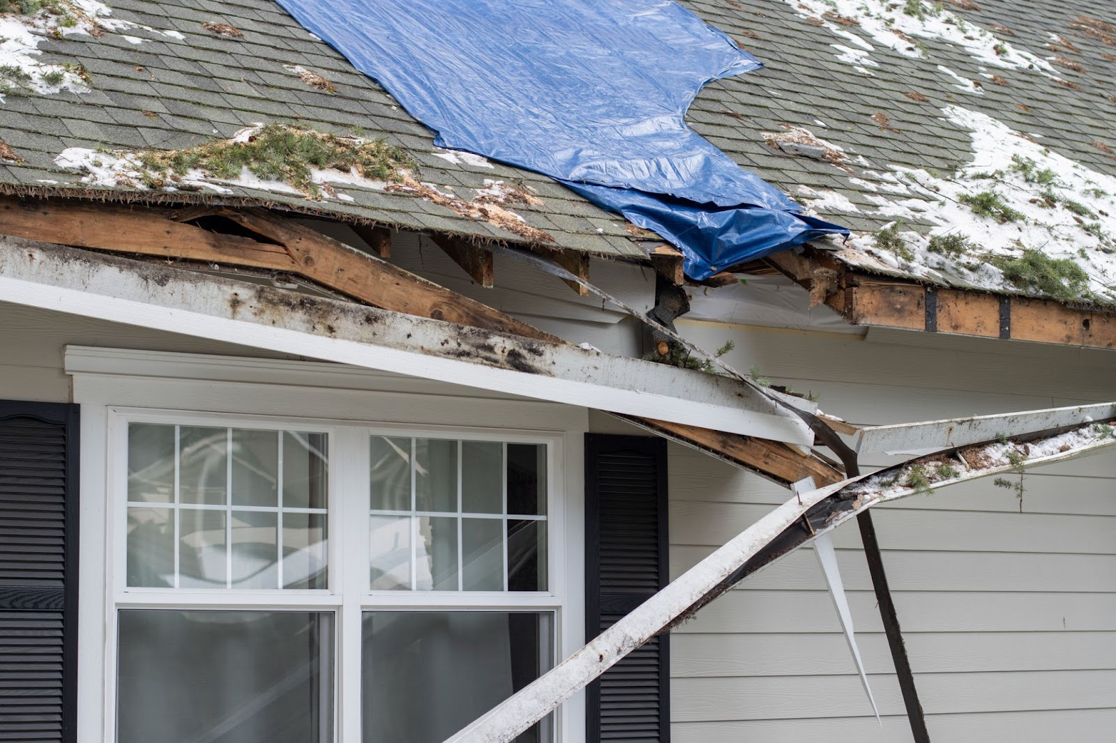 Storm damaged house
