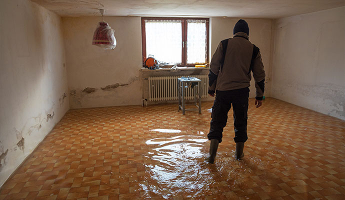 Flooded basement floor
